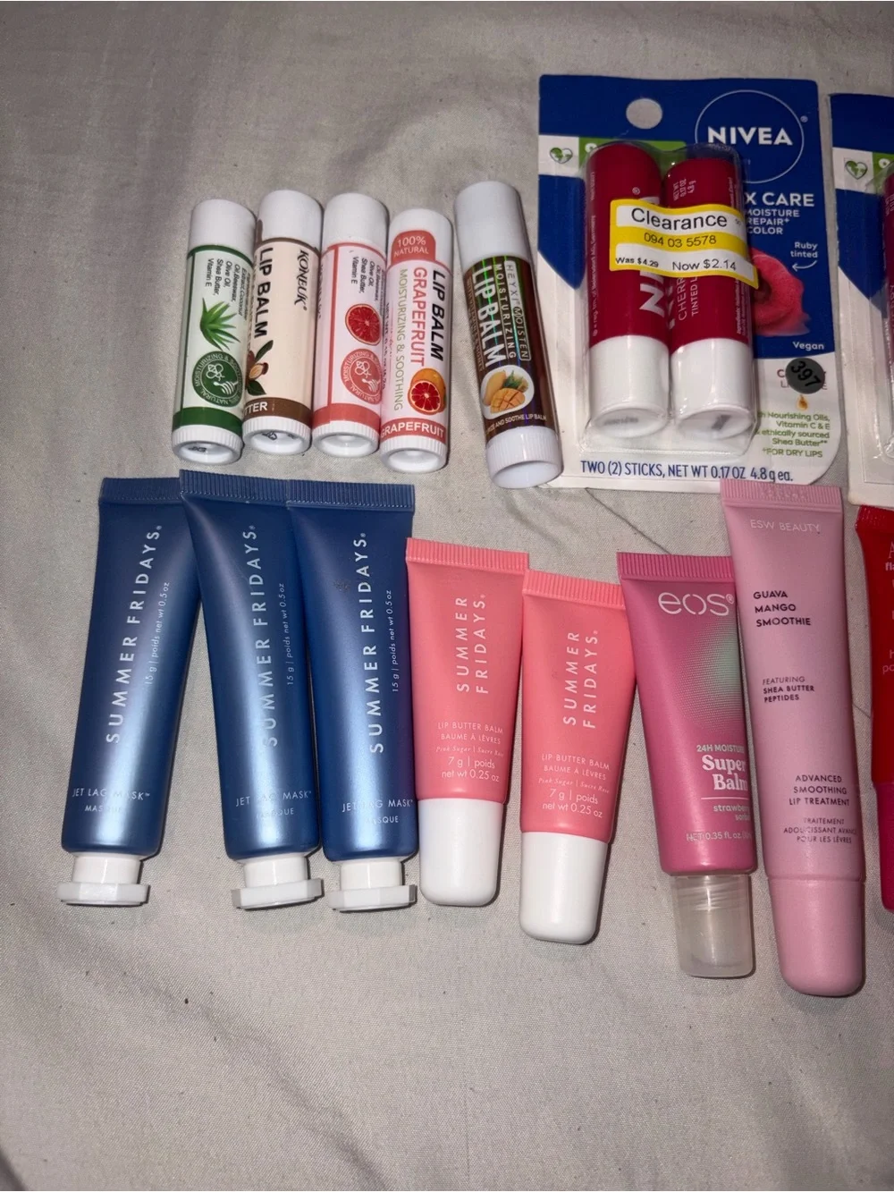 Summer Fridays, eos, Nivea,  Lip Care Moisturizing Balm